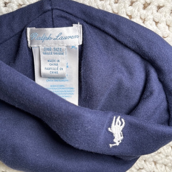 Ralph Lauren Polo Baby Outfit Newborn Navy Blue Matching Hat - Picture 3 of 5